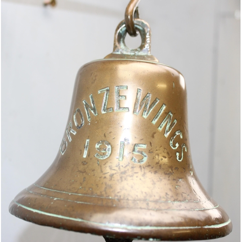 1405 - An original WW1 period bronze ship's bell, Bronze Wings 1915, built by Northumberland Shipbuilding C... 