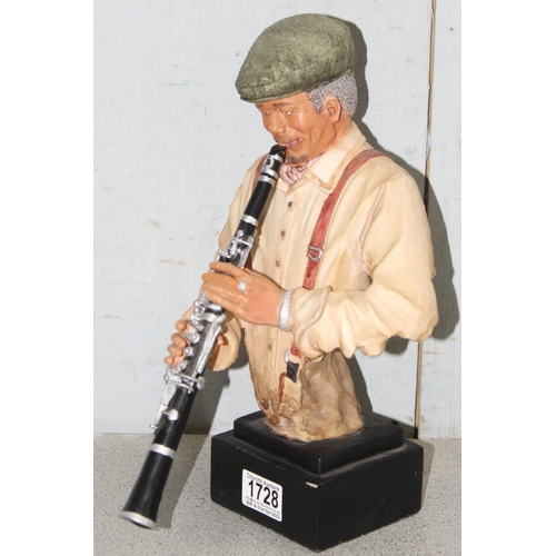 1728 - 3 resin handmade bust sculptures of jazz musicians, approx 34cm tall