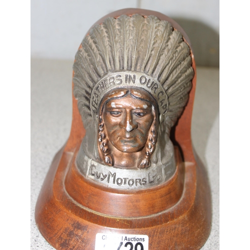 1729 - Pair of bookends featuring the 'Feathers In Our Cap' hood bonnet mascot for Guy Motors Ltd, approx 1... 