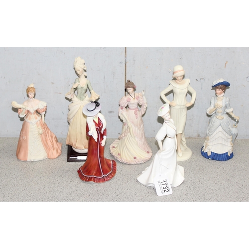 1732 - 7 porcelain lady figurines to incl Wedgwood and Coalport