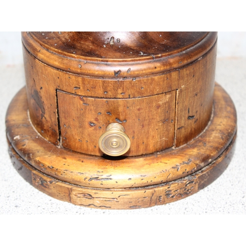 1735 - A large vintage wooden & brass coffee grinder