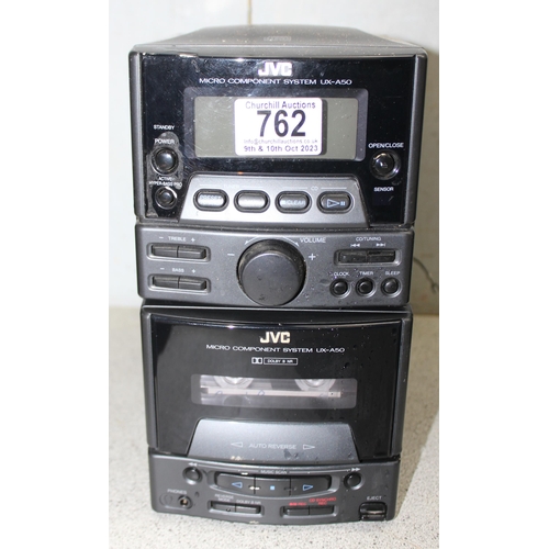 762 - JVC micro hi-fi system model UX-A50BK with speakers