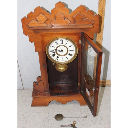 1301A - Tall standing wooden mantel clock with mechanical movement, approx 55cm