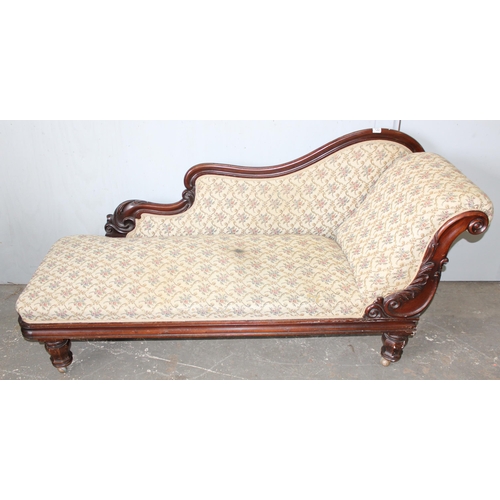 122 - A 19th century mahogany framed chaise longue, approx 188cm W x 65cm D x 82cm H