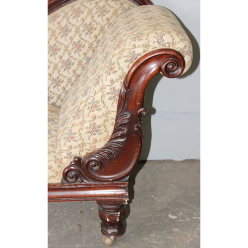 122 - A 19th century mahogany framed chaise longue, approx 188cm W x 65cm D x 82cm H