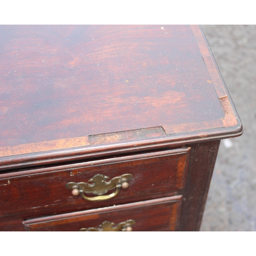 127 - Georgian 2-over-1 mahogany lowboy with crossbanded inlay, approx 69cm W x 42cm D x 74cm