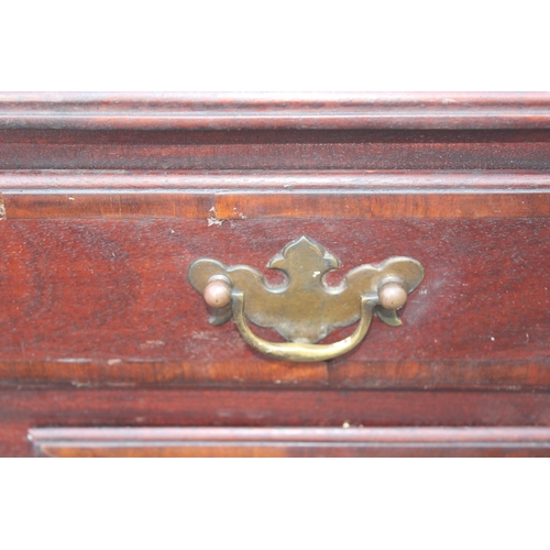 127 - Georgian 2-over-1 mahogany lowboy with crossbanded inlay, approx 69cm W x 42cm D x 74cm