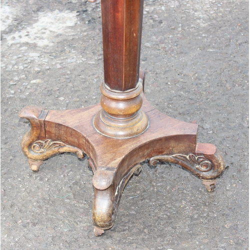 130 - A small 19th century pedestal mahogany drop leaf table with two drawers, approx 80cm W x 42cm D x 72... 