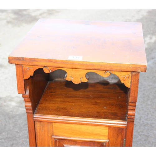 131 - An antique mahogany pot cupboard or bedside cupboard, approx 38cm W x 38cm D x 82cm H