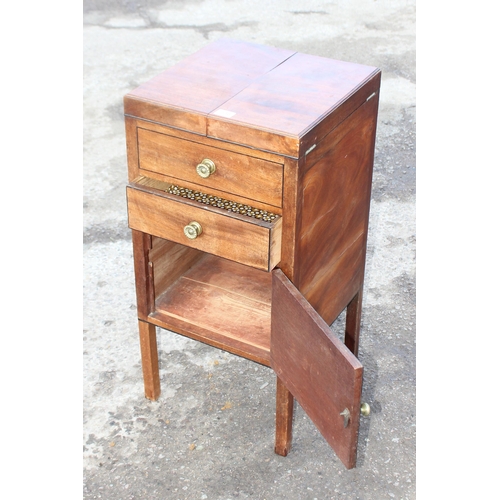 136 - Georgian mahogany and boxwood gentleman's wash stand, approx 40cm W x 40cm D x 84cm H