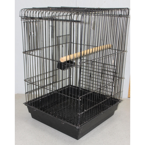 1782 - Large bird cage in black, approx 46cm x 46cm x 70cm