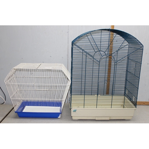 1783 - 2 bird cages in turquoise and white, approx 58cm x 35cm x 80cm and 57cm x 26cm x 47cm