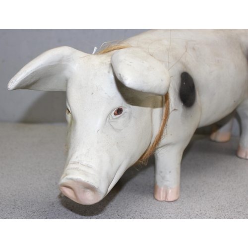 1795 - Large vintage painted ceramic pig ornament, approx 60cm long