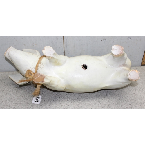 1795 - Large vintage painted ceramic pig ornament, approx 60cm long