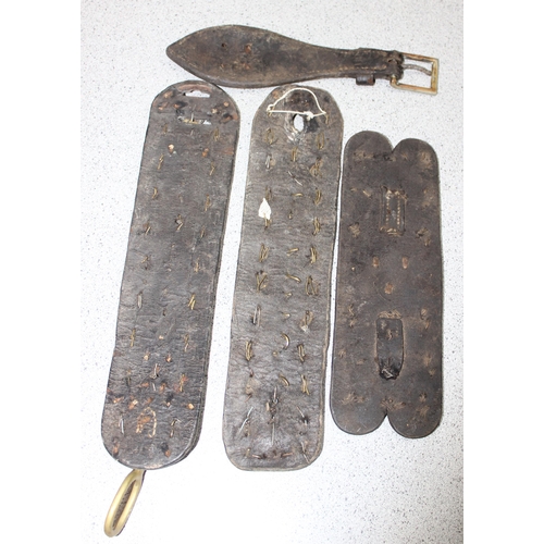 1798 - Qty of antique and later horse brasses and adornments, mostly on leather straps