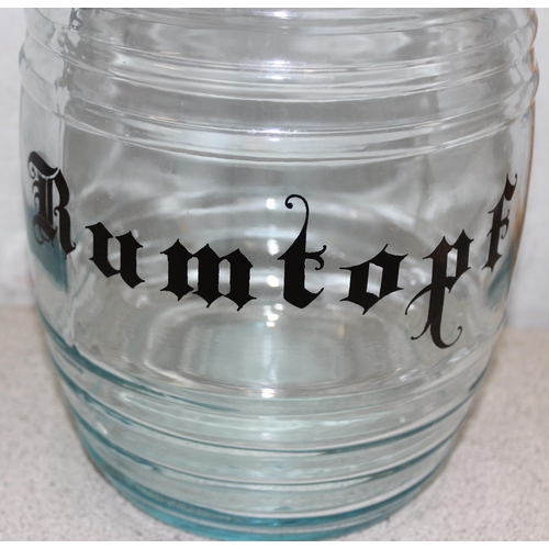 1799 - Retro glass Rumtopf lidded barrel, approx 30cm tall