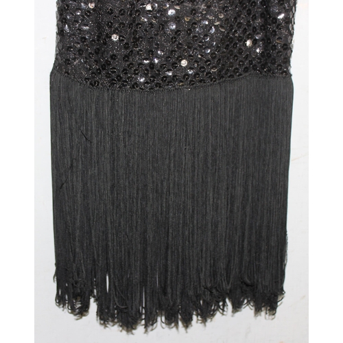 212 - Vintage Charleston style black sequin dress with fringes, reputedly from the Gerry Cottle's Circus