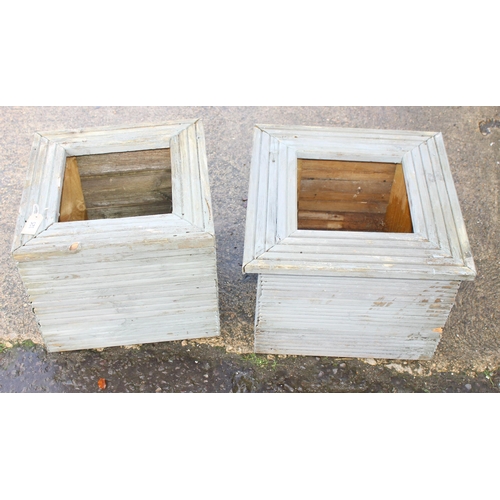 325 - Pair of wooden garden planters, approx 55cm W x 53cm D x 40cm H