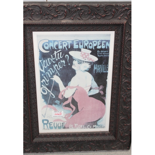 443 - 2 vintage theatre style posters in impressive heavy frames, each approx 55cm x 45cm