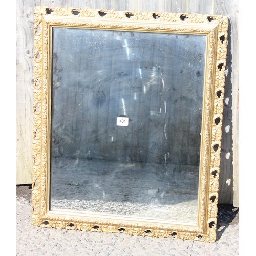 431A - Vintage gilt wood floral sprig framed mirror approx 67cm x 80cm and a framed limited edition print o... 