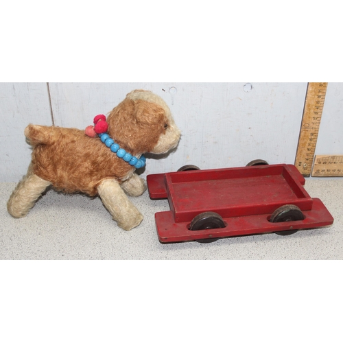 1514 - Qty of vintage toys to incl stuffed dog and a scratch-built truck