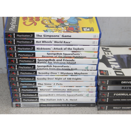 1521 - PlayStation 2 games console with 2 controllers and a remote control, with a selection of games (some... 