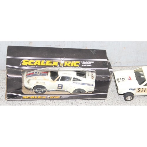 1523 - Assorted Scalextric vehicles to incl Rally Mini Cooper and a boxed C.125 Porsche Turbo 935