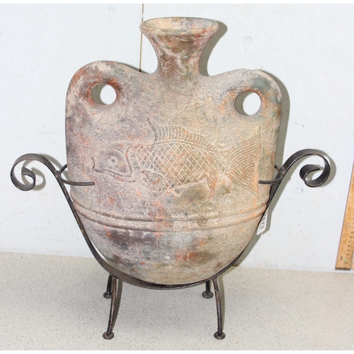 1749 - Model of an antique jug on iron stand, approx 53cm