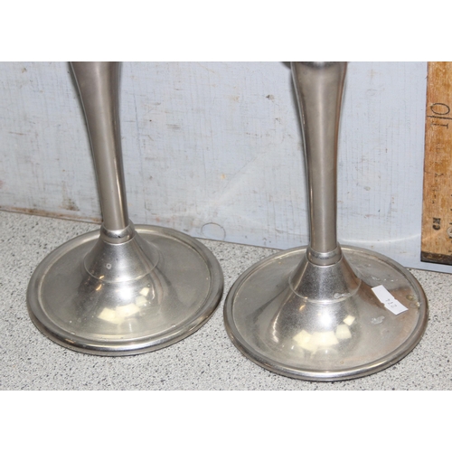 1755 - Pair of over-sized glass goblets with chromed stems, approx 32cm tall