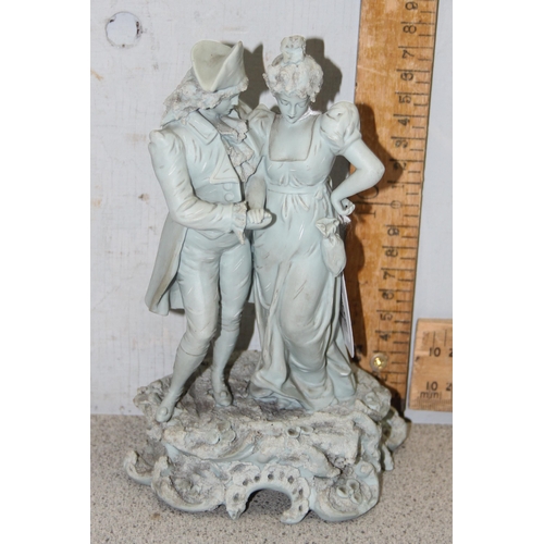 1756 - Handcrafted ceramic model of a couple, approx 20cm tall