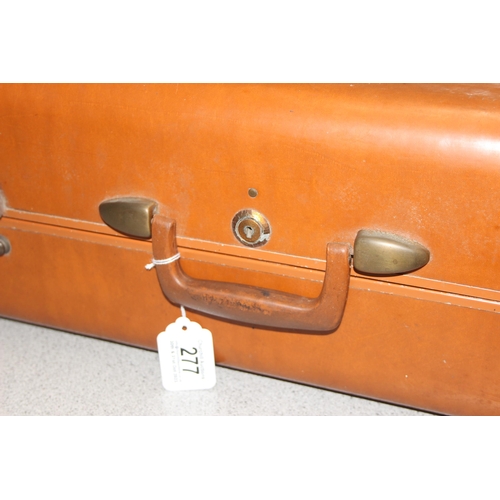 277 - Large vintage tan coloured Samsonite suitcase, approx 74cm x 55cm x 26cm