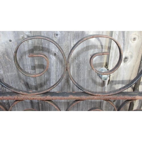 306 - Wrought iron garden gate with dome top, approx 94cm W x 168cm H