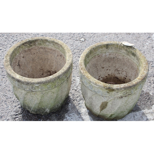 307 - Pair of plant pots with swirl design inscribed 'RVECI' inside approx. 36cm W x 32cm H