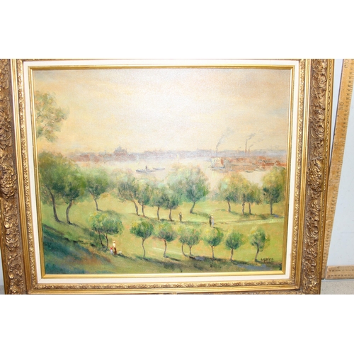 419 - Lipstein (XX), oil on canvas of a landscape scene, signed lower right, in gilt frame, approx 80cm x ... 