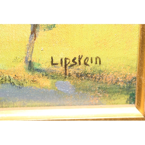 419 - Lipstein (XX), oil on canvas of a landscape scene, signed lower right, in gilt frame, approx 80cm x ... 