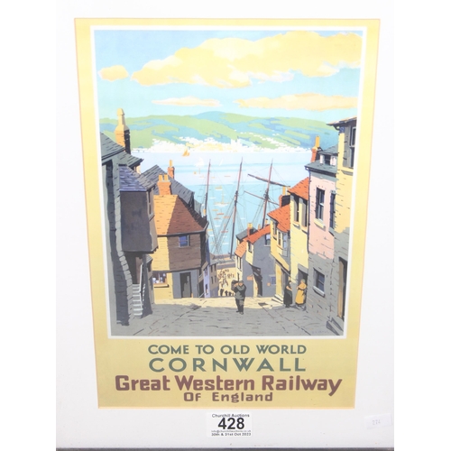 428 - 2 framed British Railways coloured prints for London and Cornwall, approx 45cm x 33cm