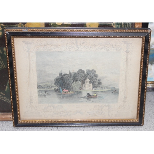 429 - Qty of original artworks and prints to incl antique coloured etchings, largest approx 75cm x 58cm