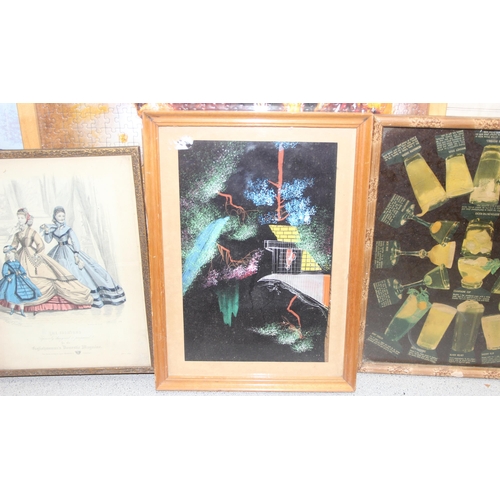 429 - Qty of original artworks and prints to incl antique coloured etchings, largest approx 75cm x 58cm