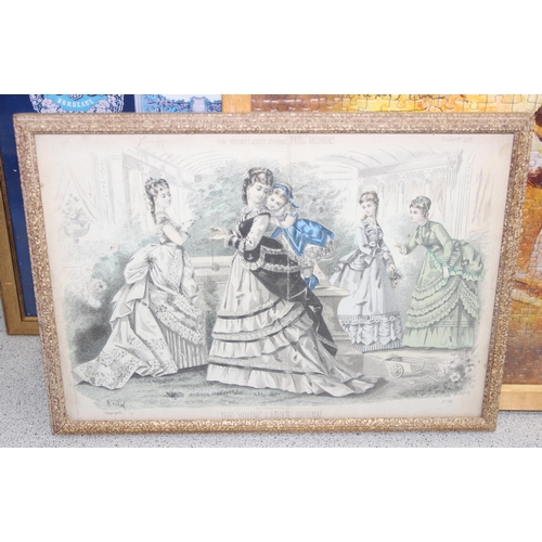 429 - Qty of original artworks and prints to incl antique coloured etchings, largest approx 75cm x 58cm