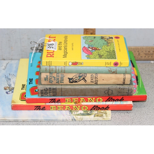 518 - Collection of 1st edition (and others) children's books to incl Beano and Rupert the Bear