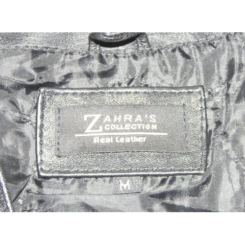 705 - Leather biker's waistcoat jacket by Zahra with adorned with Harley Davidson badges and patches among... 