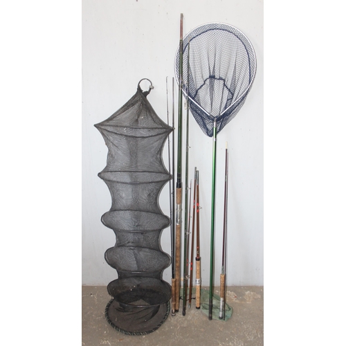 706 - Qty of fishing gear to incl landing net, fly rods etc