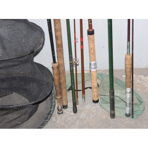 706 - Qty of fishing gear to incl landing net, fly rods etc