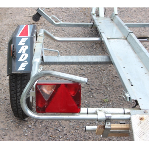 701 - 2016 Erde SAS single motorcycle trailer with lights, with tyres, breakaway chain, only used 5 or 6 t... 