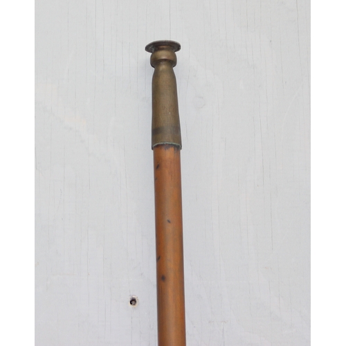 1441 - A late 19th/ early 20th century Royal Mail copper coaching horn with brass crest in relief, stamped ... 