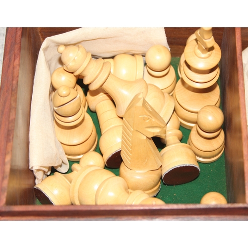 1549 - Grand Master competition quality hand made large piece wooden chess set in sectioned wooden storage ... 