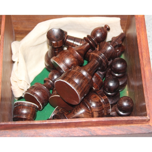 1549 - Grand Master competition quality hand made large piece wooden chess set in sectioned wooden storage ... 