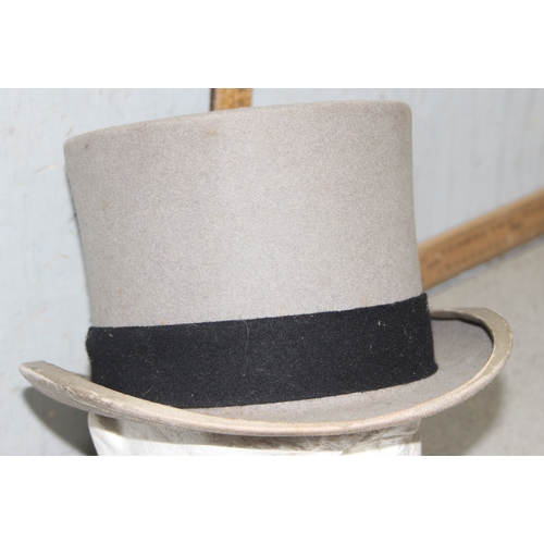 206 - Scott & Co Bond Street Piccadilly gents grey top hat c.1950’s - makers details to interior