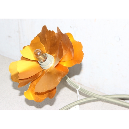 244 - Helena Christensen Scandinavian designer flower lamp with gold coloured petals and flexible power ca... 