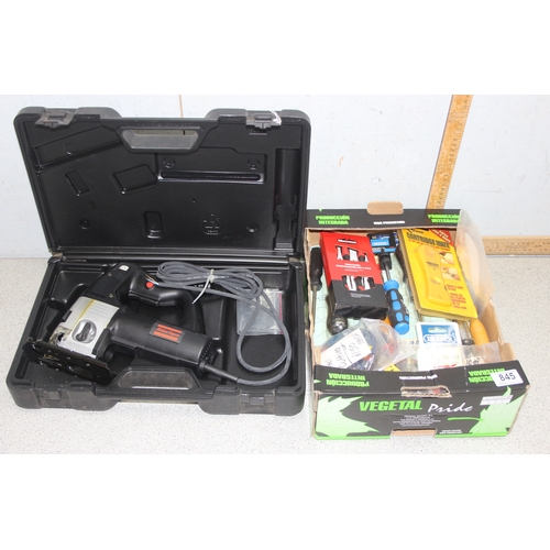 845 - Qty of unopened tools and a boxed jigsaw